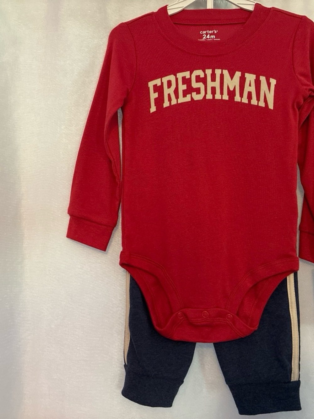 Carter's Red Long-Sleeve "Freshman" One-Piece Bodysuit